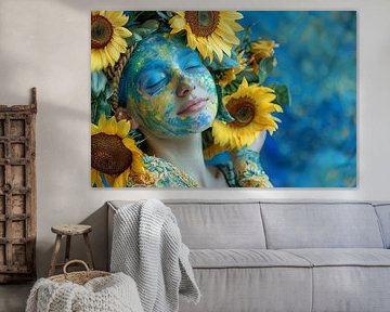portrait de femme avec des fleurs sur Egon Zitter