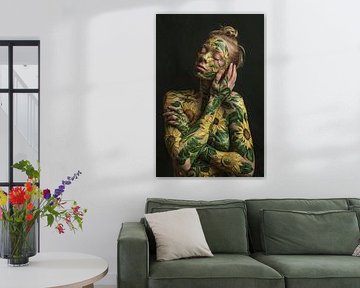 portrait pittoresque d'une femme avec des fleurs sur Egon Zitter