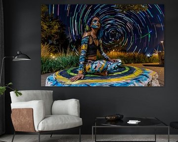 under the starry night