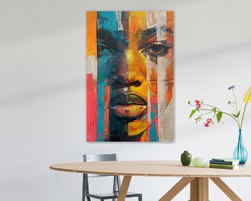 Abstract portret met lijnen en gezicht van PixelPrestige