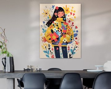 Kleurrijk meisjes portret van PixelPrestige