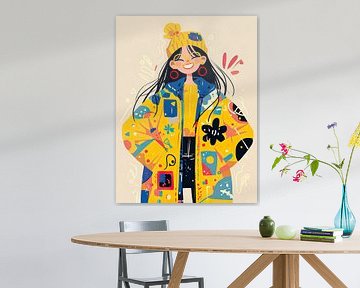 Kleurrijk meisjes portret van PixelPrestige