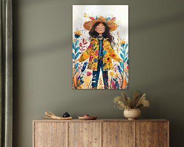 Kleurrijk meisjes portret van PixelPrestige