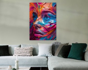 PEINTURE FACIALE AVEC DES RAYURES DE COULEUR van Lufy