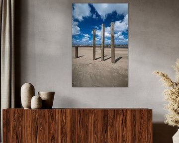 Beach poles at nude beach by Peter Bartelings