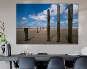 Beach poles at nude beach by Peter Bartelings