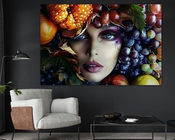 portret vrouw met fruit