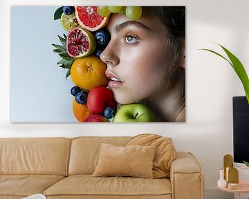 portrait woman with fruit