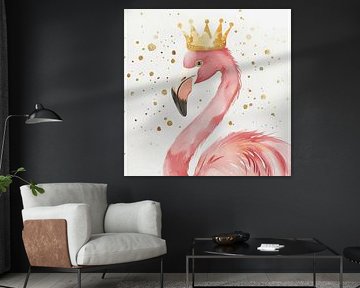 Flamingo with crown by Poster Art Shop