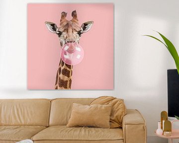 Giraffe met kauwgom Pop Art van Poster Art Shop