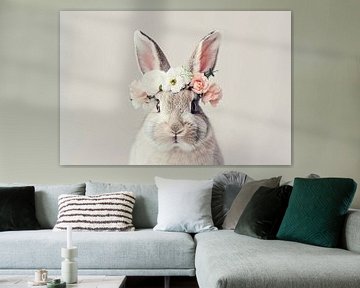 Konijn met bloemen van Poster Art Shop