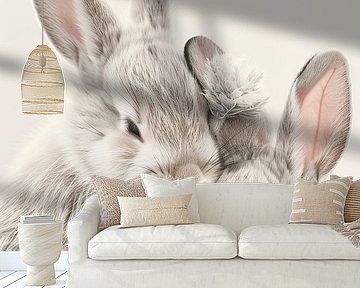 Konijnen knuffelen van Poster Art Shop