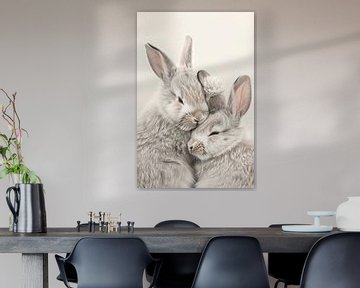 Konijnen knuffelen van Poster Art Shop