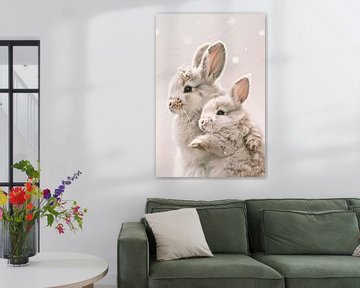 Konijnen knuffelen van Poster Art Shop