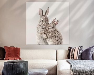 Konijnen knuffelen van Poster Art Shop