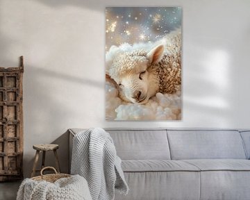 Kinderkamer met slapende lammetjes van Poster Art Shop