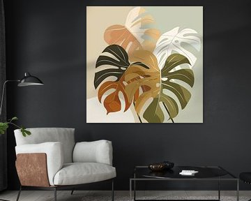 Monstera leaves illustration by Poster Art Shop