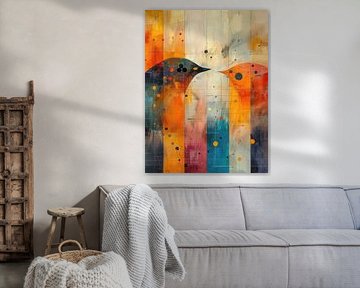 Moderne Vogels Design | Portret van Abstract Schilderij