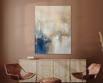 Modern en abstract in taupe, blauw en goud van Japandi Art Studio