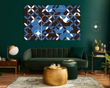 Retro design in blauw en bruin van Mixed media vector arts