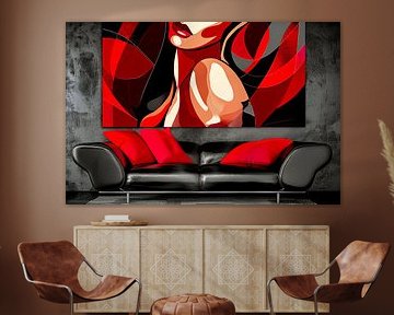 portrait abstrait d'une femme sur un canapé sur Egon Zitter