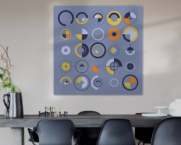 Modern ontwerp met cirkels in blauw en oranje van Mixed media vector arts