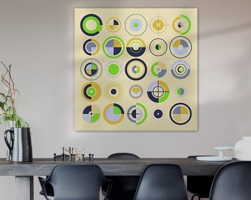 Retro cirkelpatroon in beige en groen van Mixed media vector arts