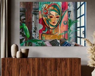 vrouwlijk portret in de woonkamer van Egon Zitter