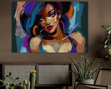 abstract digitaal portret vrouw van Egon Zitter