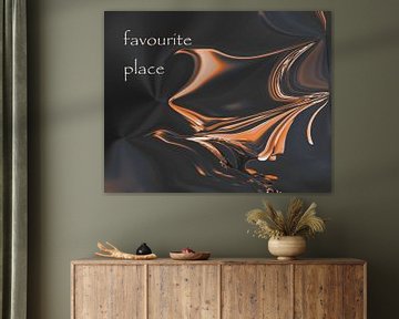 Abstract patroon in zwart en oranje met een slogan van art559