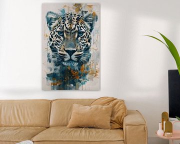 Majestueuze Kracht - Luipaard in Abstracte Vormen van Eva Lee