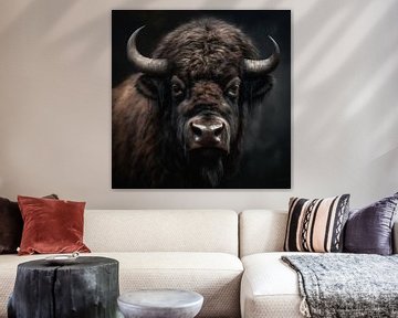 Portret van een bison van Bert Nijholt