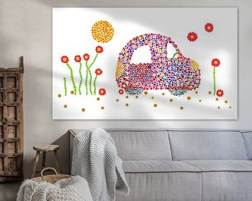 Spielzeugauto im Stil der Pointillismus-Bewegung