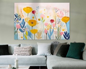 Abstract, Berm Bloemen in Pastelkleuren van Caroline Guerain