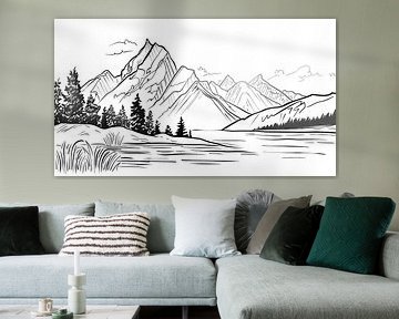 Peaceful mountain landscape in black and white by Frank Heinz
