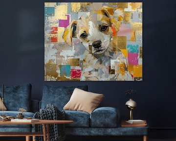 Schilderij Abstracte Hond van Kunst Kriebels
