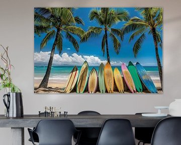 Planches de surf sur la plage sur Poster Art Shop