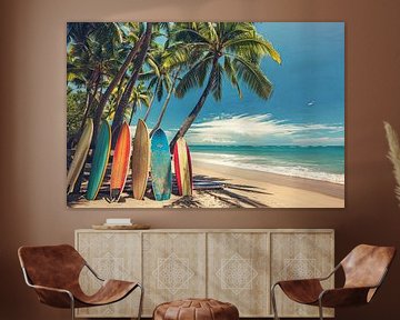 Planches de surf sur la plage sur Poster Art Shop