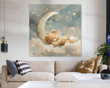 Slapende beer op wolken van Poster Art Shop