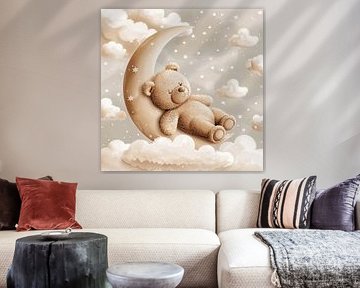 Slapende beer op wolken van Poster Art Shop