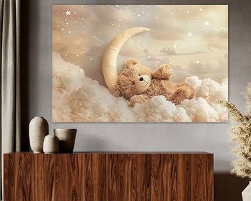 Sleeping bear on clouds by Poster Art Shop