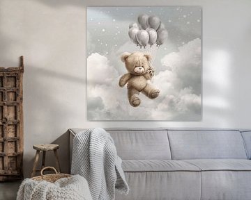 Vliegende beer met ballonnen