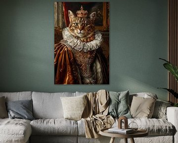 Koninklijke kat in barok gewaad van Poster Art Shop