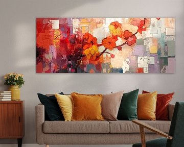 Modern minimalistische Bloem van Abstract Schilderij