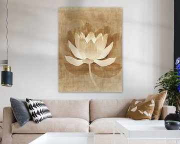 Bloemenschilderij Beige | Silent Lotus Elegance van Modern Collection