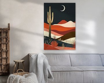 Woestijnlandschap bij nacht van Poster Art Shop