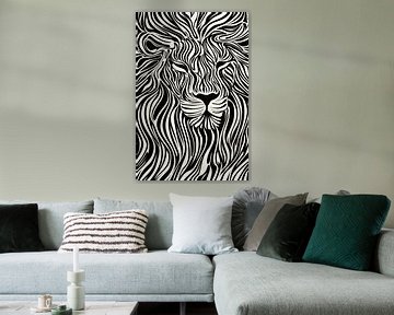 Abstracte leeuw in zwart-wit van Frank Daske | Foto & Design