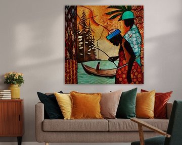 The Lively Essence of African Fishermen at Sunset