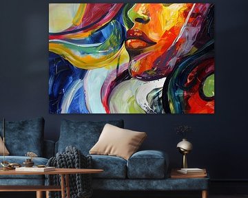 Digitaal abstract schilderachtig portret vrouw