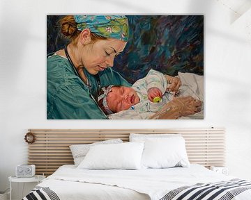 Digitaal abstract schilderachtig portret fictieve vrouw
